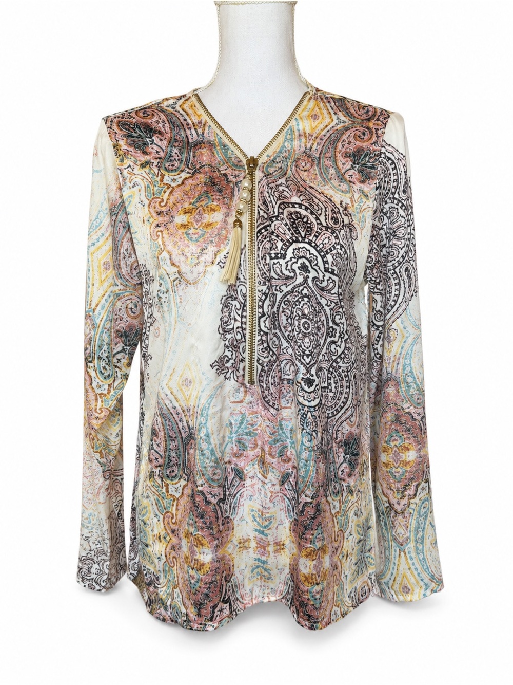 Casting Made in France Paisley Tunic Blouse Medium - Picture 2 of 9